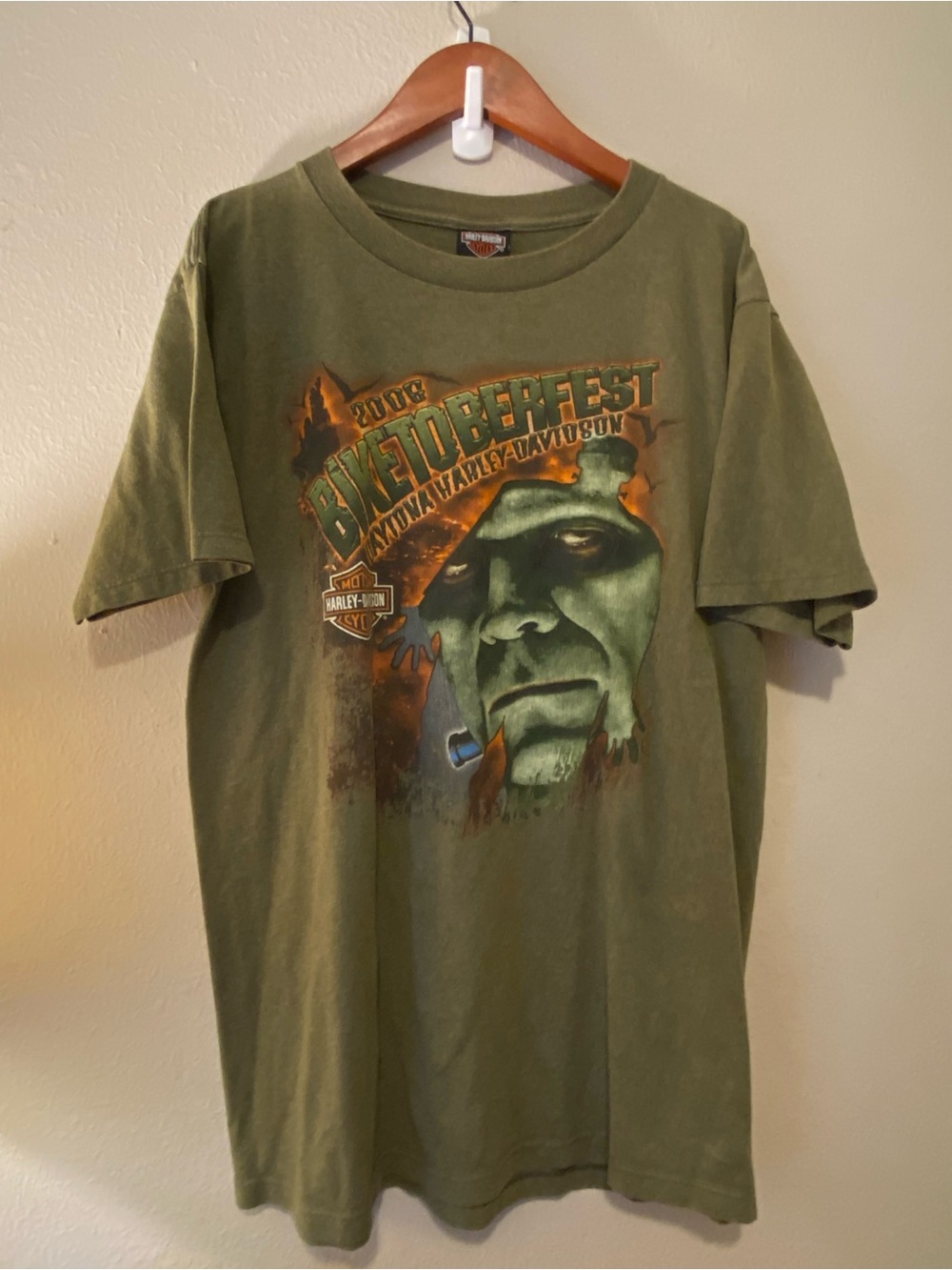 Y2K Vintage Harley Davidson Biketoberfest 2006 Frankenstein Graphic Shirt SzL